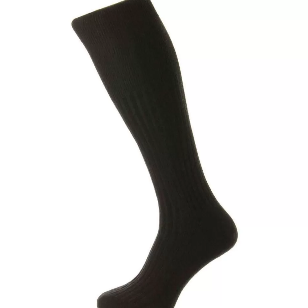 Pantherella Men's Socks^Black Rutherford Merino Royale Over The Calf Socks