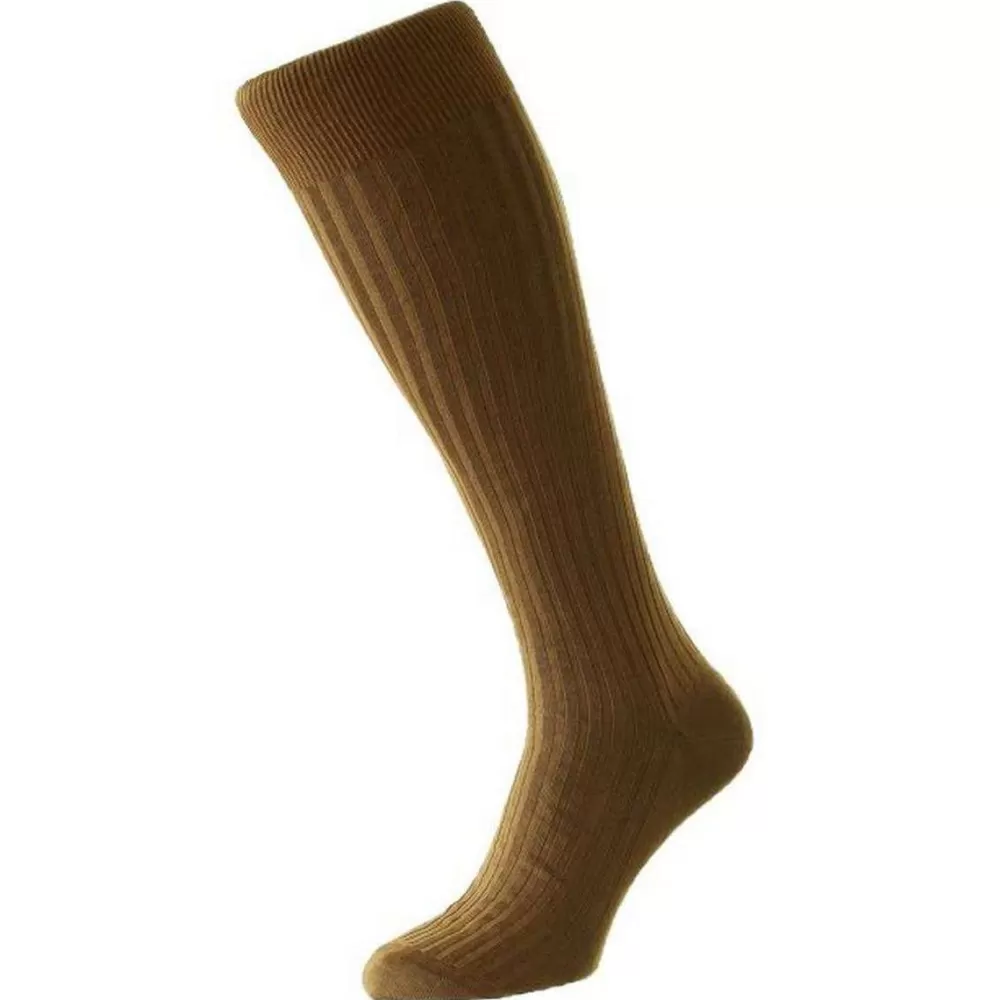Pantherella Men's Socks^Brown Danvers Cotton Fil D'Ecosse Over The Calf Socks