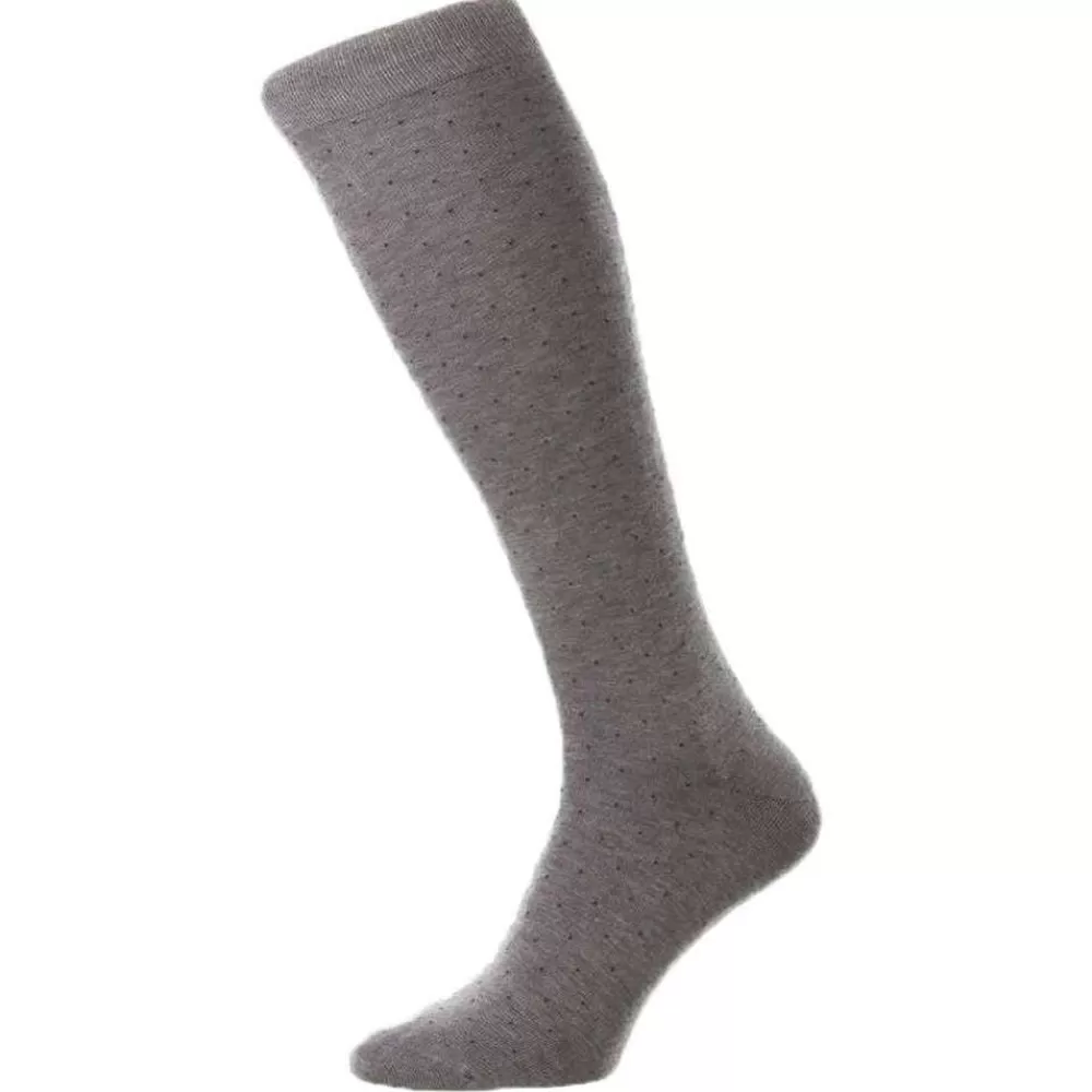 Pantherella Men's Socks^Grey Gadsbury Cotton Fil D'Ecosse Over The Calf Socks