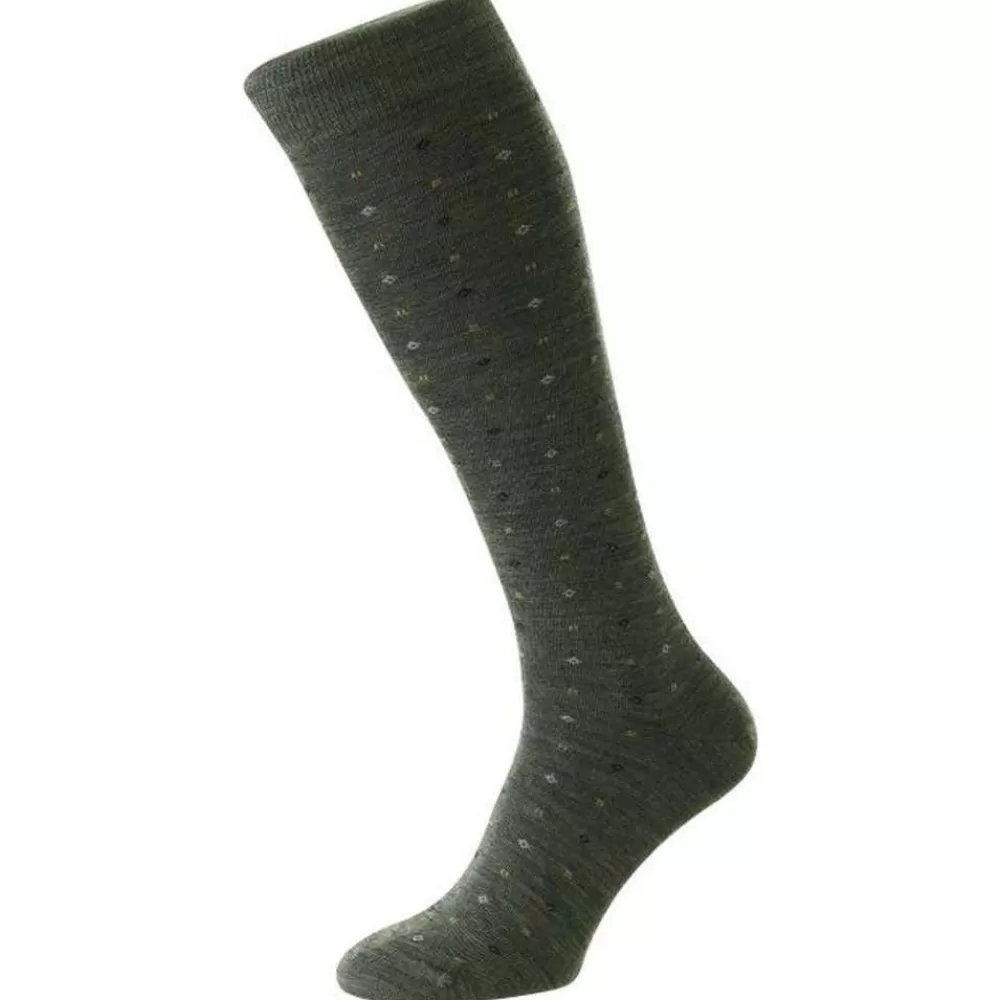 Pantherella Men's Socks^Grey Lewisham Neat Motif Merino Royale Over The Calf Socks