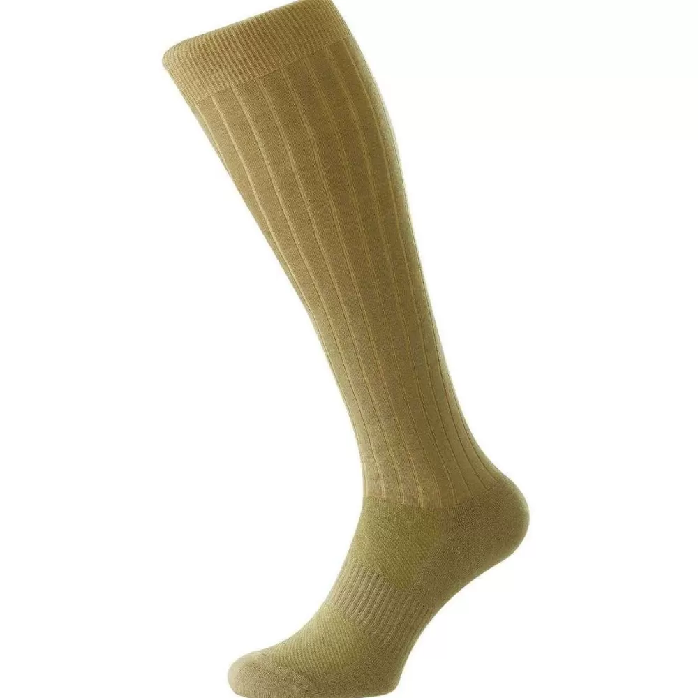 Pantherella Men's Socks^Khaki Smithfield Hybrid City Merino Wool Over The Calf Socks