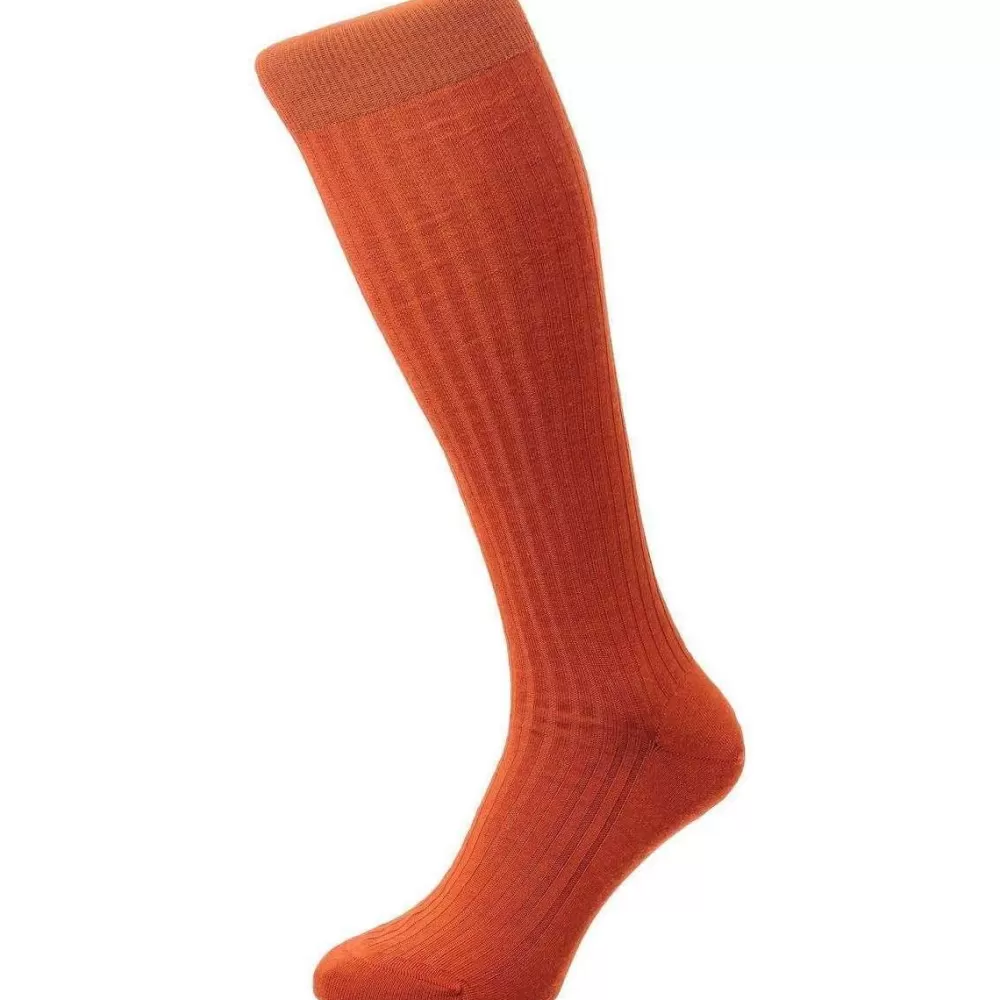 Pantherella Men's Socks^Orange Laburnum Merino Wool Over The Calf Socks