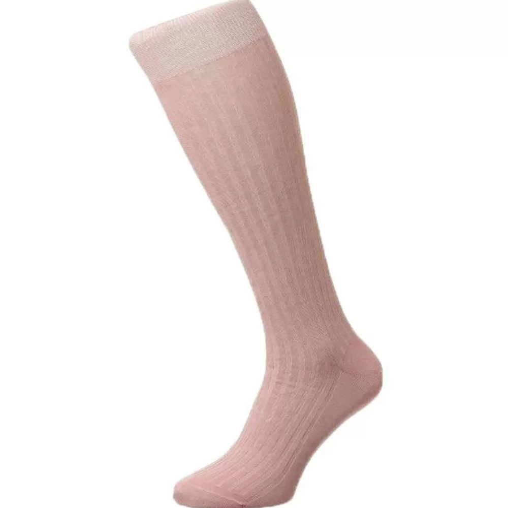 Pantherella Men's Socks^Pink Danvers Cotton Fil D'Ecosse Over The Calf Socks
