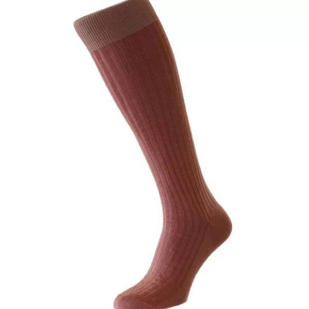 Pantherella Men's Socks^Pink Danvers Cotton Fil D'Ecosse Over The Calf Socks