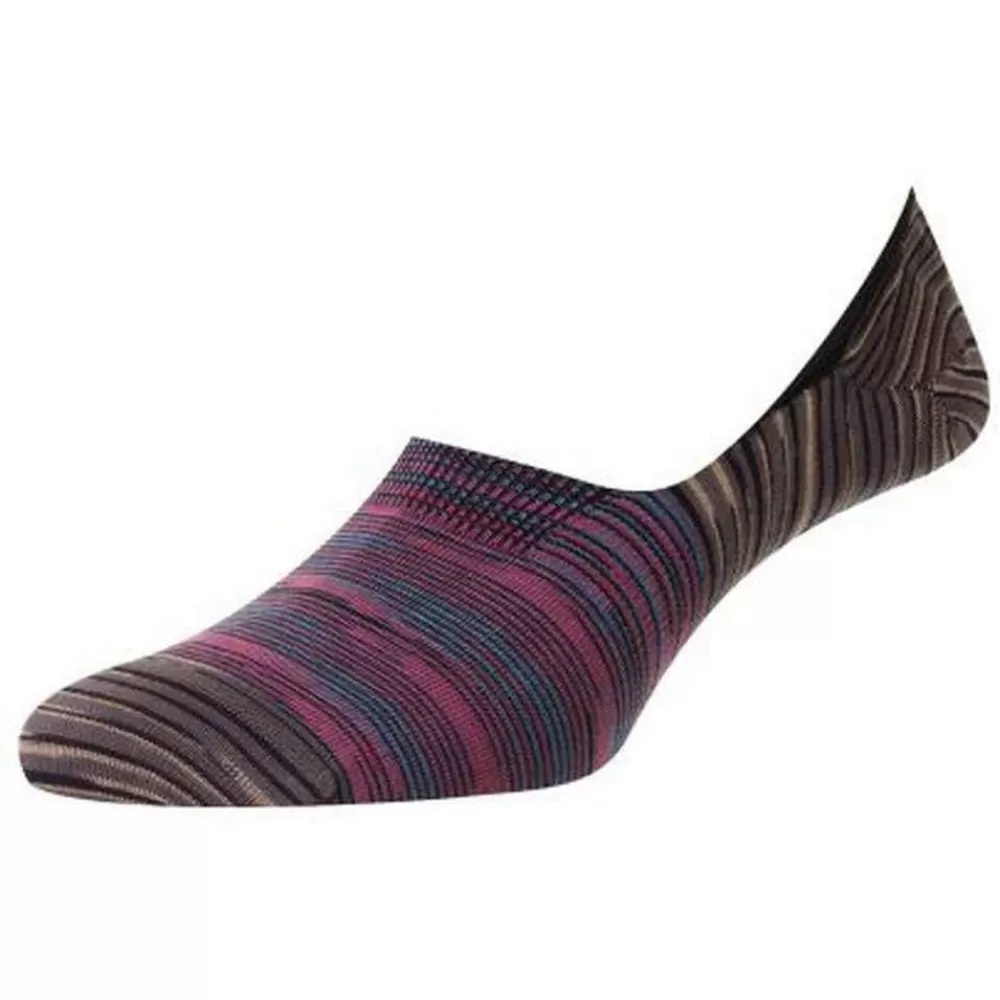 Pantherella Men's Socks^Pink Salvador Space Dye Block Organic Cotton Socks