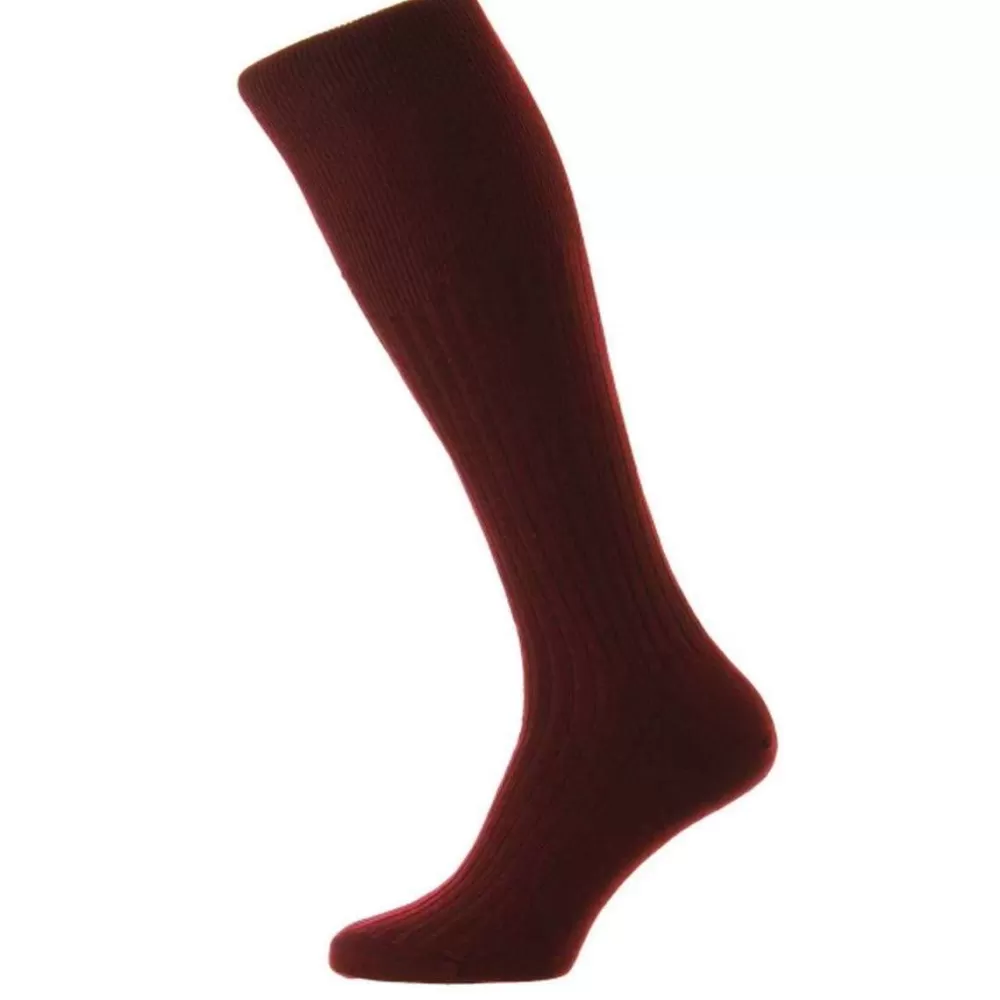 Pantherella Men's Socks^Red Rutherford Merino Royale Wool Over The Calf Socks
