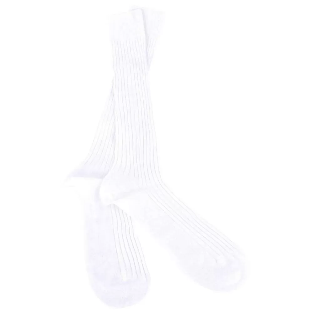 Pantherella Men's Socks^White Danvers Rib Over The Calf Cotton Lisle Socks