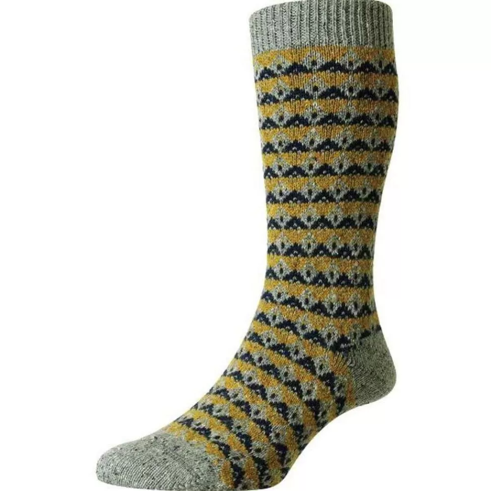 Scott Nichol Men's Socks^Grey Rydal Merino Wool New Fair Isle Socks